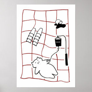 Affiche Urgence Espresso — Chat avec humour de goutte à go