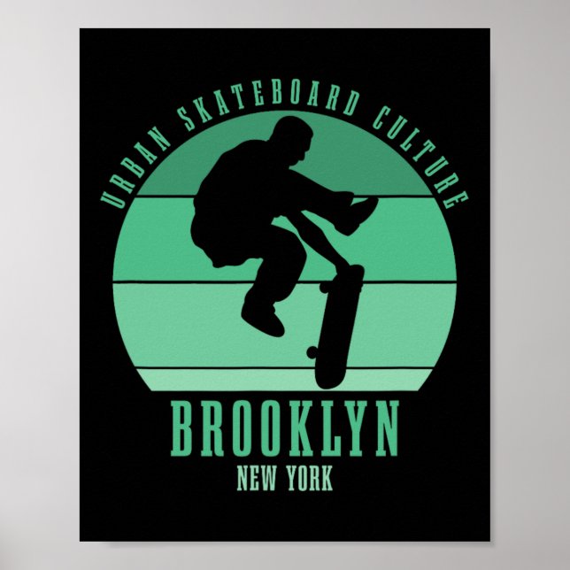 Affiche Urne de skateboard de Brooklyn New York City (Devant)