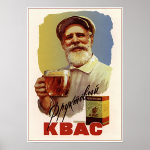 Affiche URSS Union soviétique Fruit Kvass Publicité 1959
