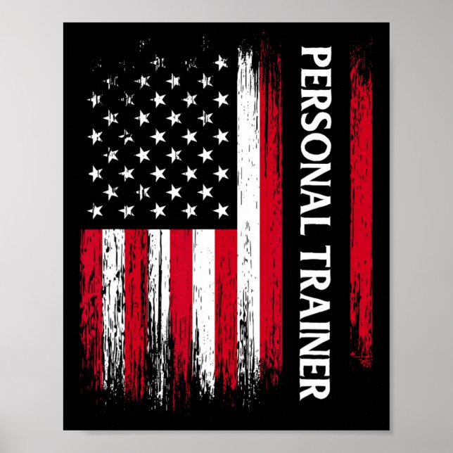 Affiche Us American Flag Personal Trainer Fitness Instruct (Devant)