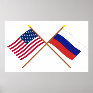 Affiche US and Russia Crossed Flags