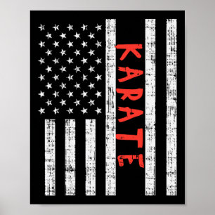 Affiche Us Drapeau Karate Vintage Patriotique Arts Martiau