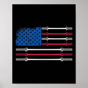 Affiche Us Drapeau Poids Barbell Patriotic Love Fitne