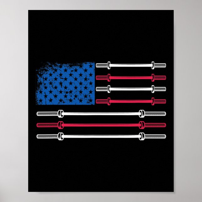 Affiche Us Drapeau Poids Barbell Patriotic Love Fitne (Devant)