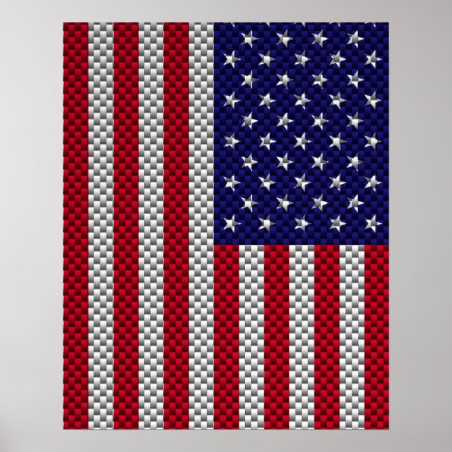 Affiche US Flag on Carbon Fiber Style Decor (Devant)