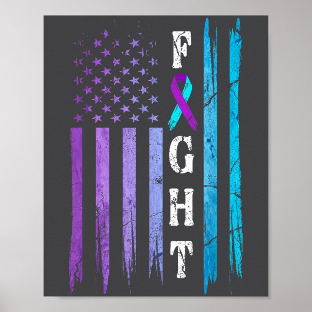 Affiche Us Flag Suicide Prevention Awareness Fight Wear Pu (Devant)