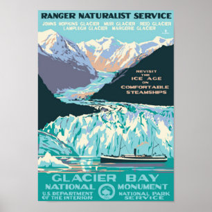 Affiche " USA : 1925/today Alaska - GLACIER BAY Monument..