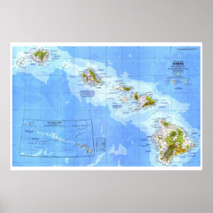 Affiche " USA : 1976 Hawaii détaillée MAP ...