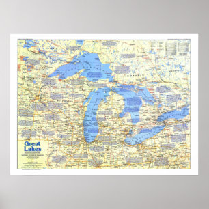 Affiche " USA: 1987 Great Lakes MAP ...