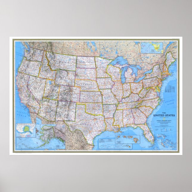 Affiche " USA : 1993/today - Carte détaillée ... (Devant)