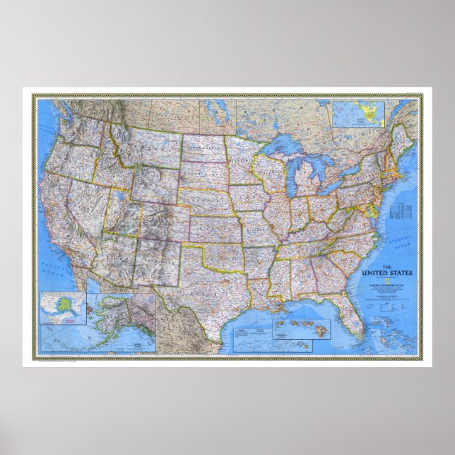 Affiche " USA : 1993/today - Carte détaillée ... (Devant)