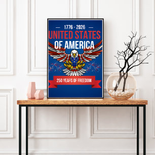 Affiche USA 250 ans Anniversaire du 4 juillet patriotique