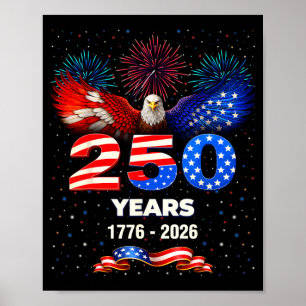 Affiche USA 250e anniversaire 1776 2026 Aigle patriotique