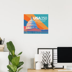 Affiche USA 250e anniversaire - Dôme de la capitale Amériq