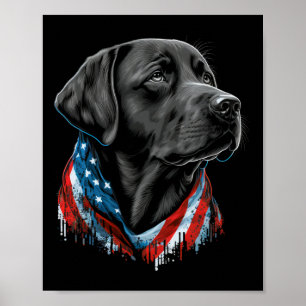 Affiche Usa 4 juillet Noir Patriotique Américain Labrador
