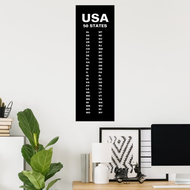Affiche USA 50 States Vertical Minimalist  (Bureau à domicile)