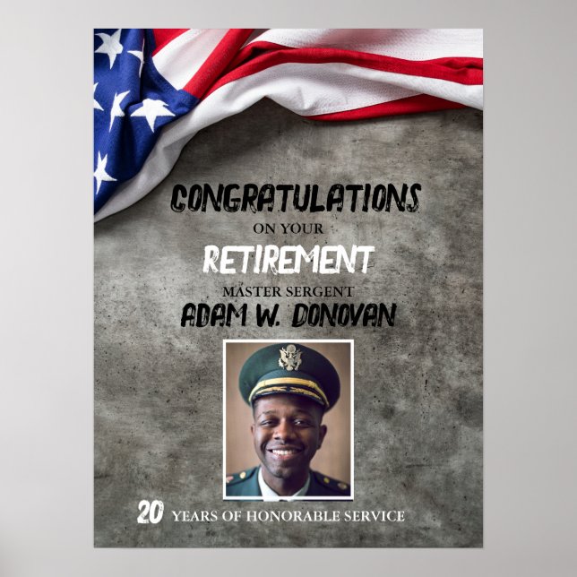 Affiche USA American Flag Military Retirement Welcome (Devant)
