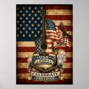 Affiche USA Amérique 250e anniversaire vintage patriotique