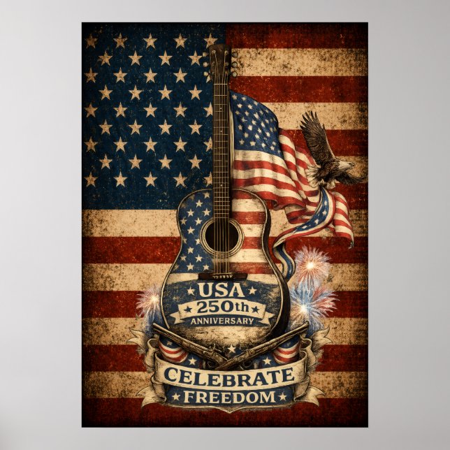 Affiche USA Amérique 250e anniversaire vintage patriotique (Devant)