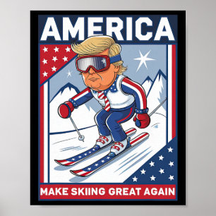 Affiche Usa Apres Ski Rendre le ski grand Donald Trump