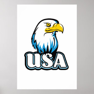Affiche USA Bald Eagle (édition limitée en bleu)