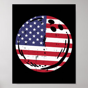 Affiche Usa Drapeau Bowling Ll Patriotique Hommes Femmes E
