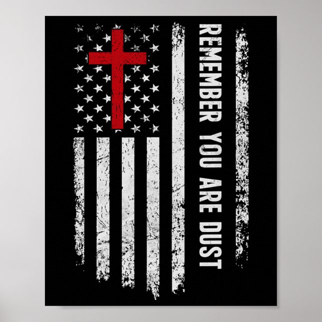 Affiche Usa Drapeau Croix Rappelez-Vous Que Vous Êtes Dust (Devant)