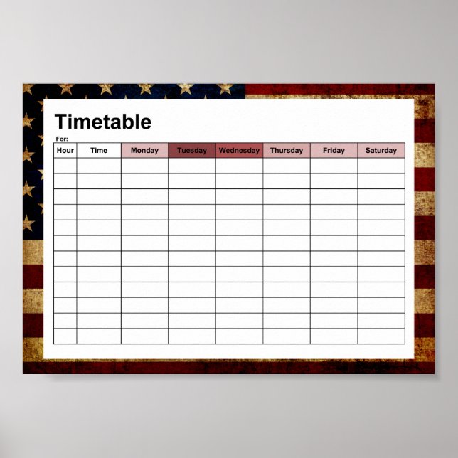 Affiche USA / Drapeau grunge Calendrier (Devant)
