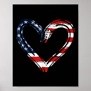 Affiche Usa Drapeau Heart Mémorial des Forces armées patri