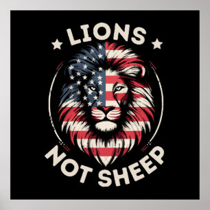 AFFICHE USA FLAG, LIONS NON SHEEP