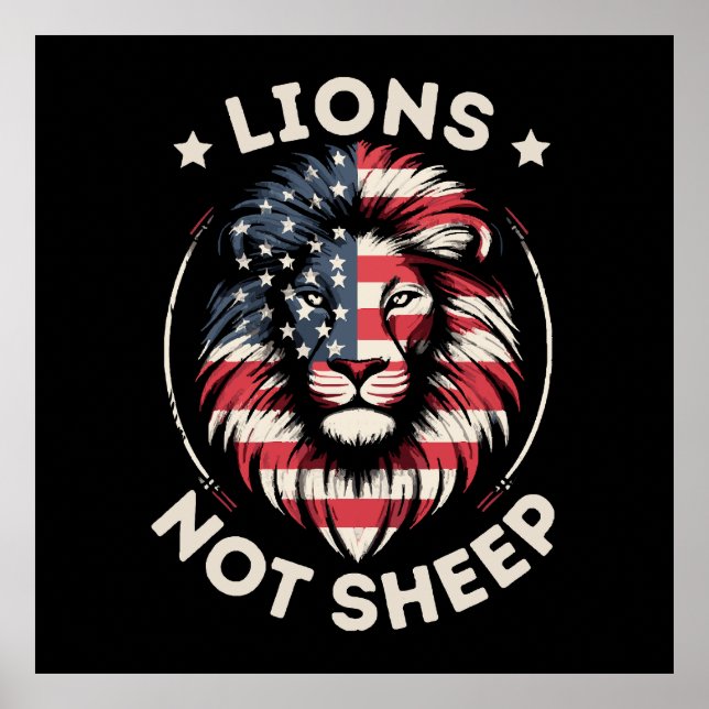 AFFICHE USA FLAG, LIONS NON SHEEP (Devant)