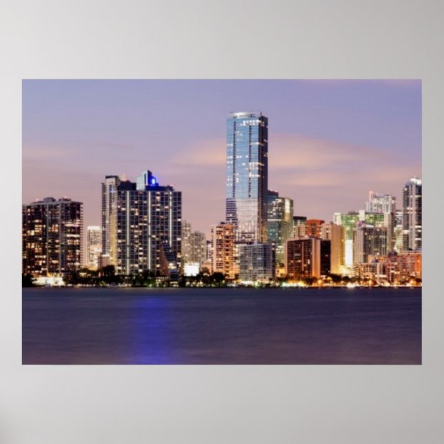 Affiche USA, Floride, Miami skyline à crépuscule 2 (Devant)