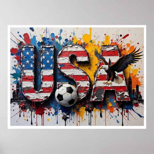 Affiche USA Football Citiscape Oil Painting Style Art (Devant)