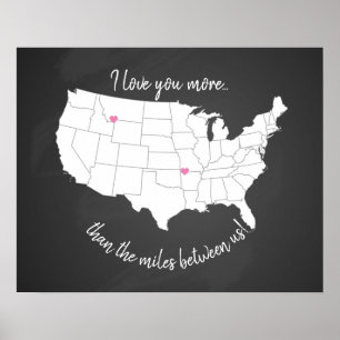 Affiche USA Je t'aime plus que les kilomètres qui nous s