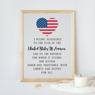 Affiche USA Le serment d'allégeance American Flag Heart