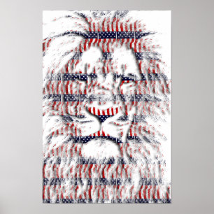 Affiche USA Lion Patriotique étoiles rayures Art Abstrait