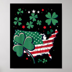 Affiche Usa Lucky Clover Map - Patriotic American St.