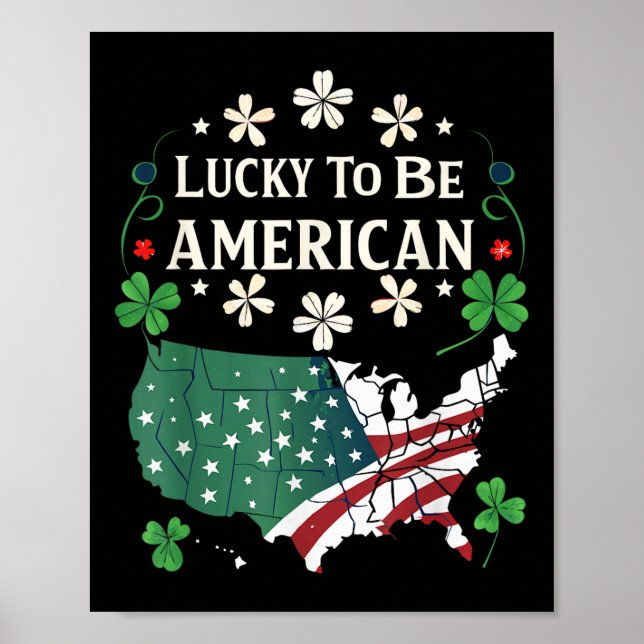 Affiche Usa Lucky Clover Map - Shamrock American St. (Devant)