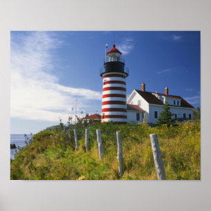 Affiche USA, Maine, Lubec. Phare de West Quoddy Head
