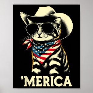 Affiche Usa merica Chat 4 juillet Hommes Femmes Enfants Fu