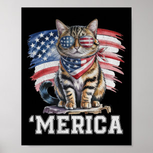 Affiche Usa merica Chat 4 juillet Hommes Femmes Enfants Fu