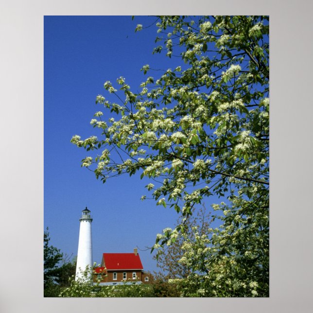 Affiche USA, Michigan, East Tawas. Tawas Lighthouse avec (Devant)