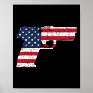 Affiche Usa Pistol American Gun Drapeau 4 juillet