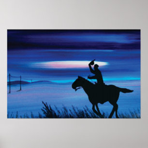 Affiche USA Pony Express 🐎 Cowboy Rider Peinture