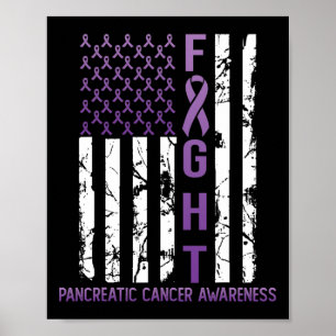 Affiche USA Purple Drapeau Mois Novembre Cancer du Pancréa