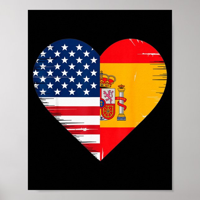 Affiche Usa Spain Heart - Dual Citizenship  (Devant)