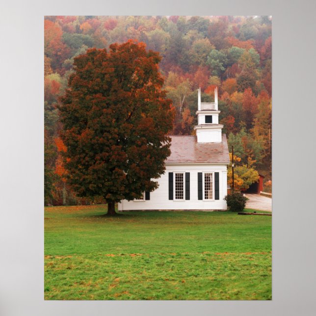 Affiche USA, Vermont, West Arlington, Chapelle À L'Automne (Devant)