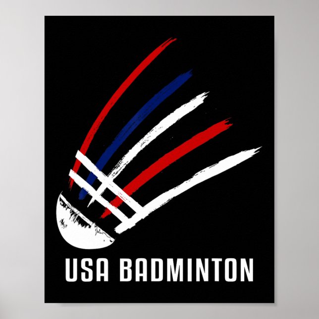 Affiche Usa Volant de badminton Rouge Blanc Bleu (Devant)