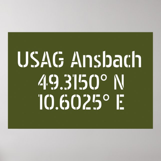 Affiche USAG Ansbach Latitude Longitude (Devant)