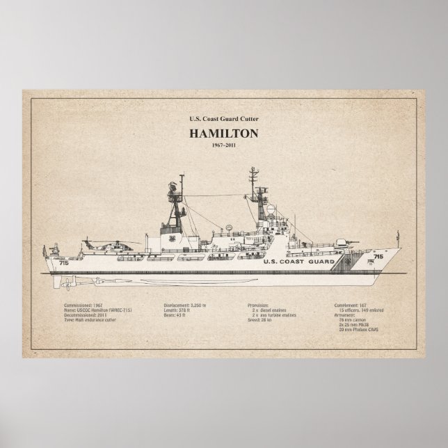Affiche USCG Cutter Hamilton whec-715 - SBD (Devant)